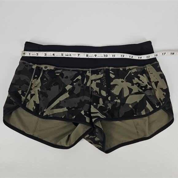 Lululemon Pop Cut Fatigue Green Black H20 Speed Up Shorts 10 - Picture 10 of 12